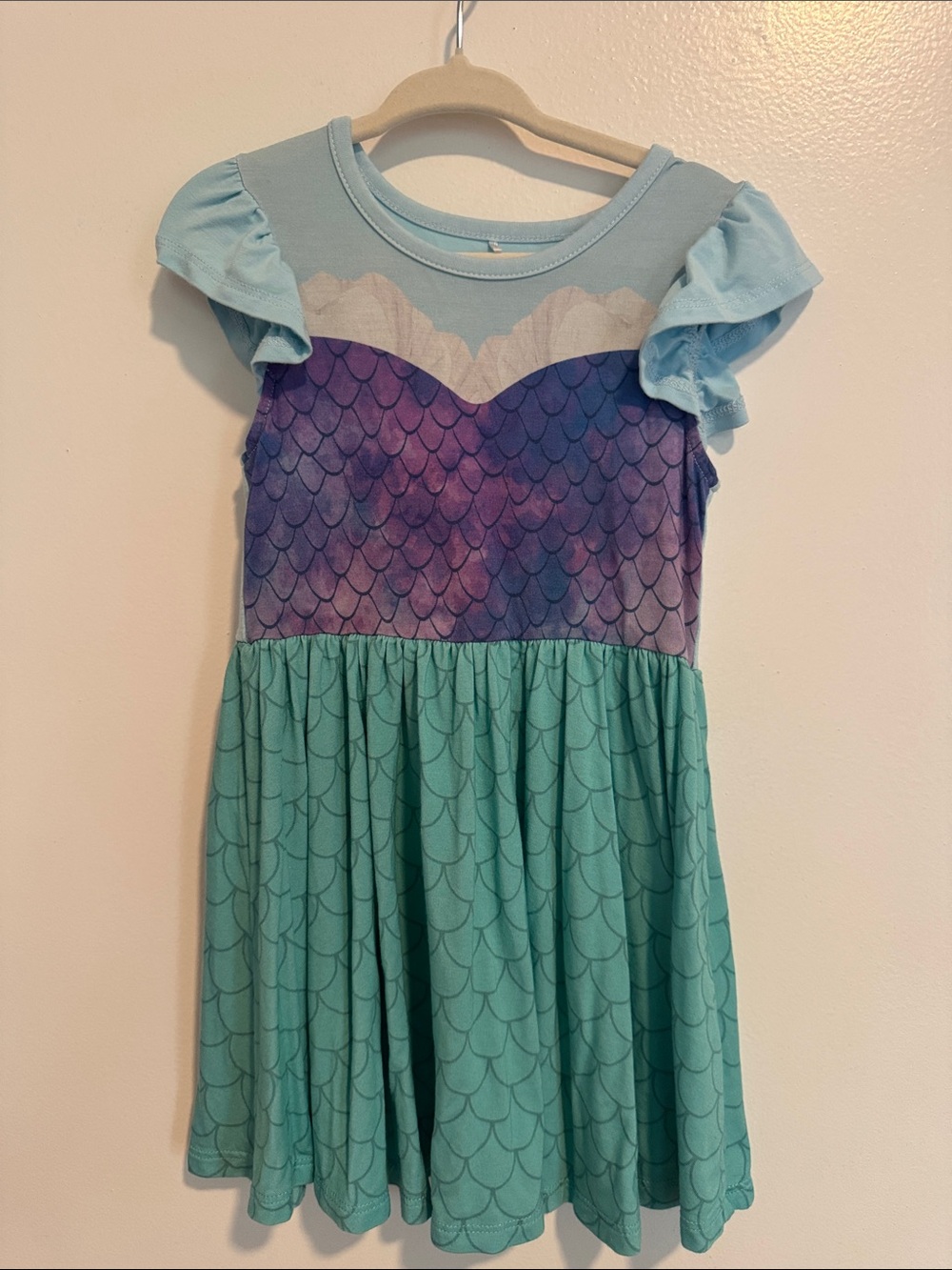Posh Peanut Aqua and Purple Mermaid Print Dress - Picture 4 of 8